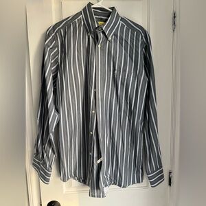 LACOSTE grey lined collared long sleeve button up dress shirt (EU 40)